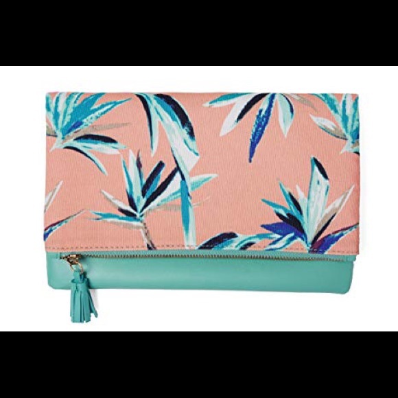 ✨HP✨Rachel Pally Coral and Mint Reversible Clutch - Picture 2 of 7